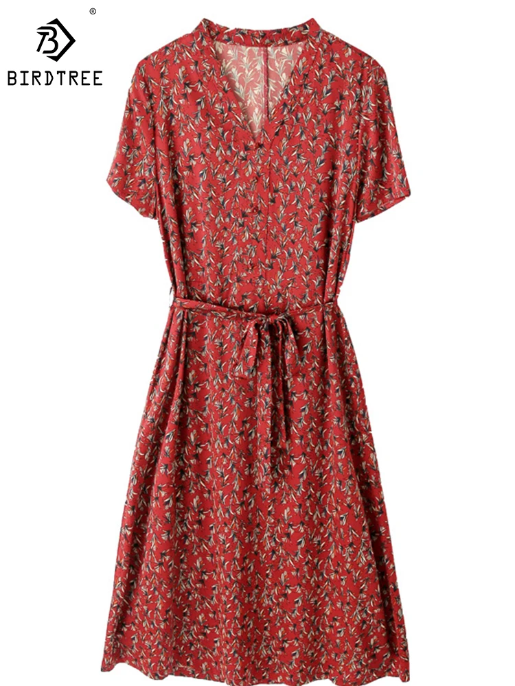 Birdtree 91.2%Real Silk Commute Dress Women V-Neck Short Sleeve Soft Slim Print Retro Elegant A-line Dresses Summer D41109QD
Birdtree 91.2%Real Silk Commute Dress Women V-Neck Short Sleeve Soft Slim Print Retro Elegant A-line Dresses Summer D41109QD