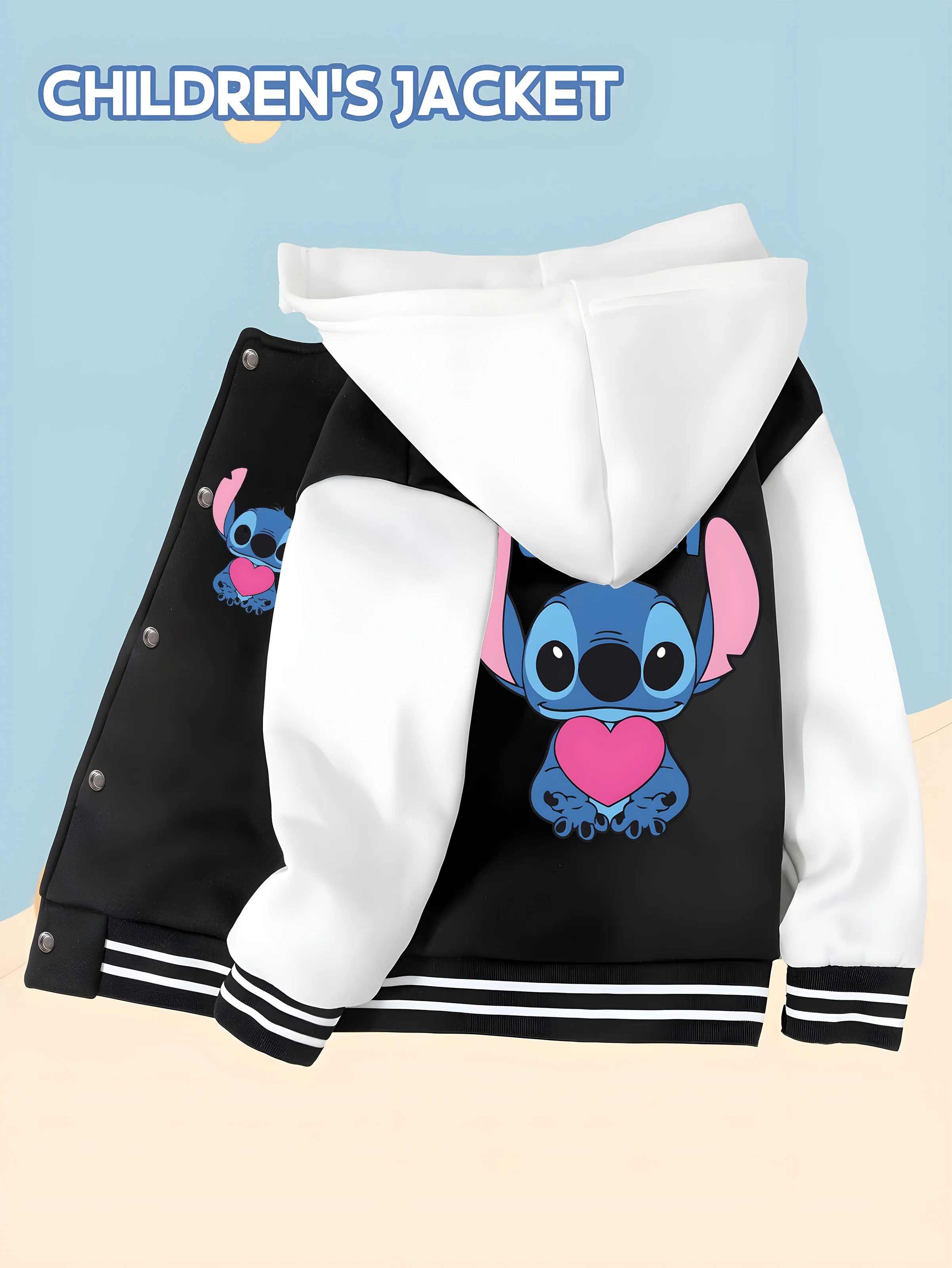 MINISO Disney Heart Stitch Kids Baseball Boys Jacket - Double-sided pink heart pattern, skin-friendly fabric, casual outerwear
MINISO Disney Heart Stitch Kids Baseball Boys Jacket - Double-sided pink heart pattern, skin-friendly fabric, casual outerwear