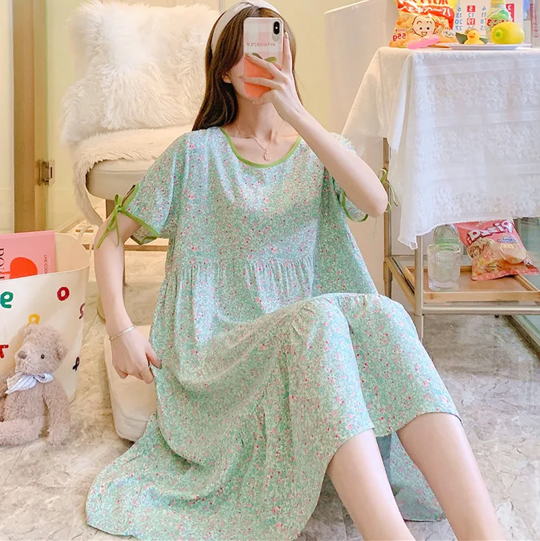 Женская свободная летняя Ночная сорочка Fdfklak с цветочным рисунком и коротким рукавом, студенческие платья, хлопковая ночная рубашка из искусственного шелка
Женская свободная летняя Ночная сорочка Fdfklak с цветочным рисунком и коротким рукавом, студенческие платья, хлопковая ночная рубашка из искусственного шелка