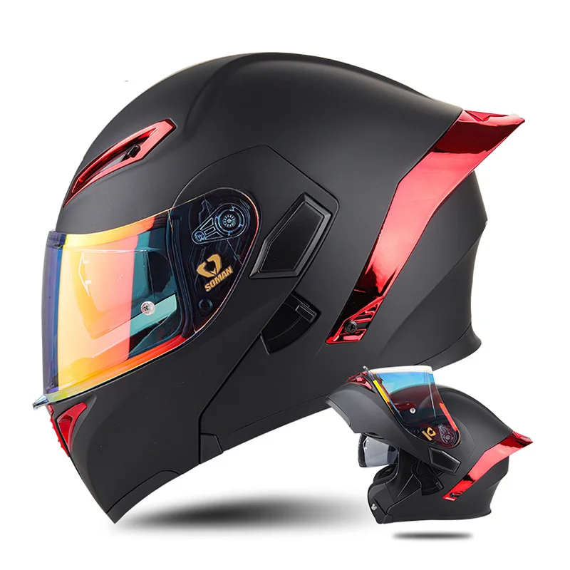 Soman Motorcycle Helmet Double Lens Flip Up Helmets Scooter Moto Vintage Retro Full Face Helmet Modular Helmet DOT ECE Approved
Soman Motorcycle Helmet Double Lens Flip Up Helmets Scooter Moto Vintage Retro Full Face Helmet Modular Helmet DOT ECE Approved