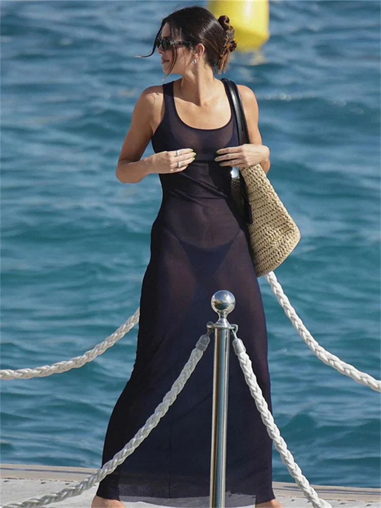 Whatiwear Mesh See Through Dress Women Square Collar Sleeveless Summer Vacation Trend Beach Party Style Stretch Long Bodycon
Whatiwear Mesh See Through Dress Women Square Collar Sleeveless Summer Vacation Trend Beach Party Style Stretch Long Bodycon