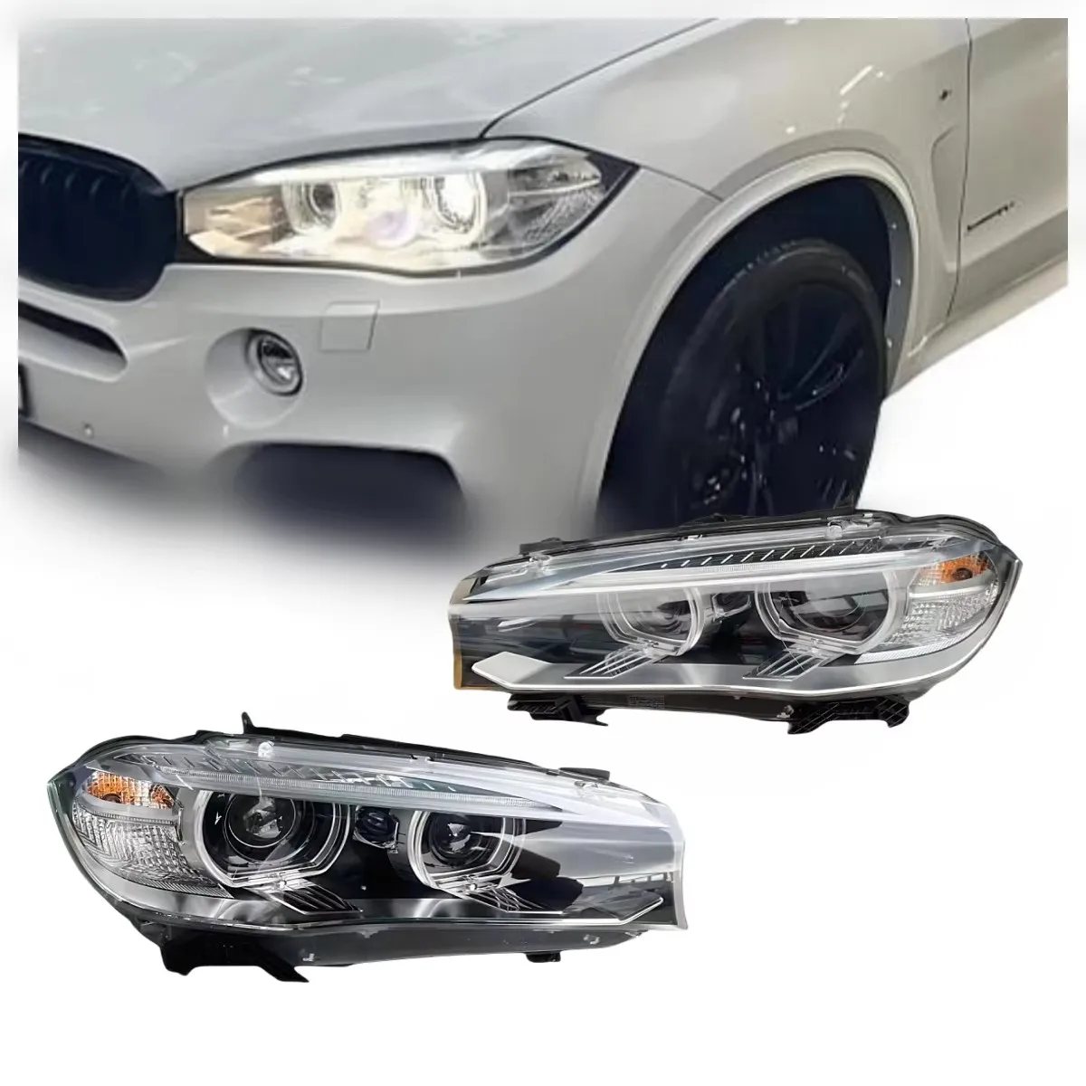 Для BMW X5 F15 2015-2019 X6 F16: Светодиодные фары Angel Eyes с компьютерной версией управления, оригинальные фары.
Для BMW X5 F15 2015-2019 X6 F16: Светодиодные фары Angel Eyes с компьютерной версией управления, оригинальные фары.