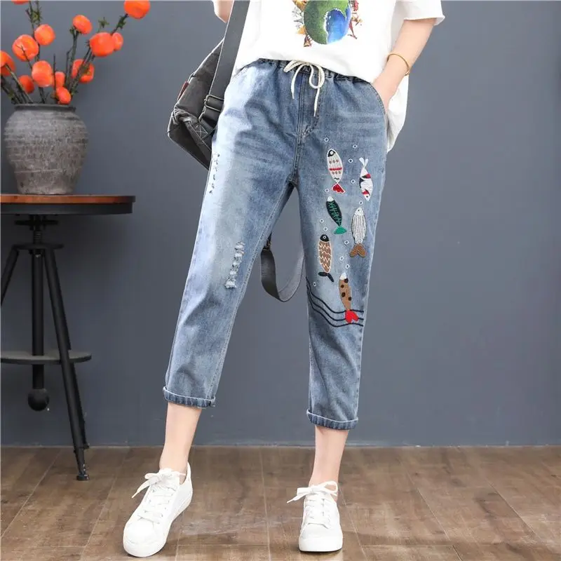 New High Waist Seven-Foot Jeans Women Casual Versatile Loose Denim plus Size Harlan Eight-Piece Pants Small Stature
New High Waist Seven-Foot Jeans Women Casual Versatile Loose Denim plus Size Harlan Eight-Piece Pants Small Stature