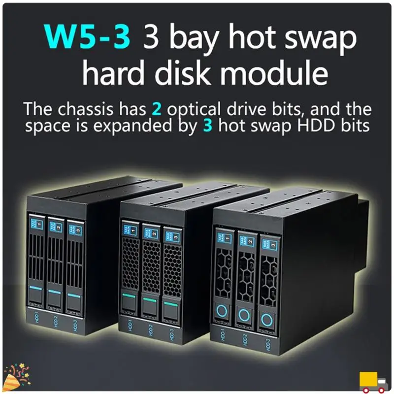 3-Bay Hot Swap Hard Drive Cage 3.5-Inch SATA SSD HDD Data Storage For Two 5.25-Inch Optical Drive Position
3-Bay Hot Swap Hard Drive Cage 3.5-Inch SATA SSD HDD Data Storage For Two 5.25-Inch Optical Drive Position