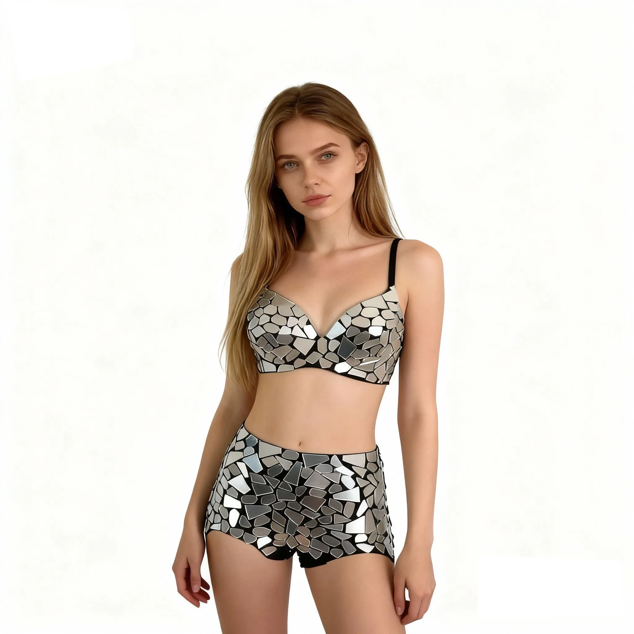 Shimmering Mirror Sequin Two-Piece: Nightclub/Bar Stage Dance Outfit for Singer Concerts & Drag Queens – Mirrored Top & Bottom
Shimmering Mirror Sequin Two-Piece: Nightclub/Bar Stage Dance Outfit for Singer Concerts & Drag Queens – Mirrored Top & Bottom