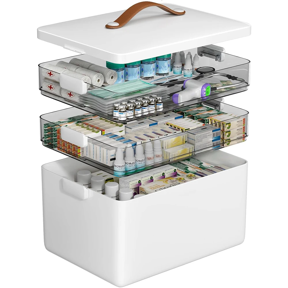 3-Tier Medicine Storage Box - First Aid Kit Storage with Moisture-Proof Shading Design Portable Medicine Storage Box with Handle
3-Tier Medicine Storage Box - First Aid Kit Storage with Moisture-Proof Shading Design Portable Medicine Storage Box with Handle