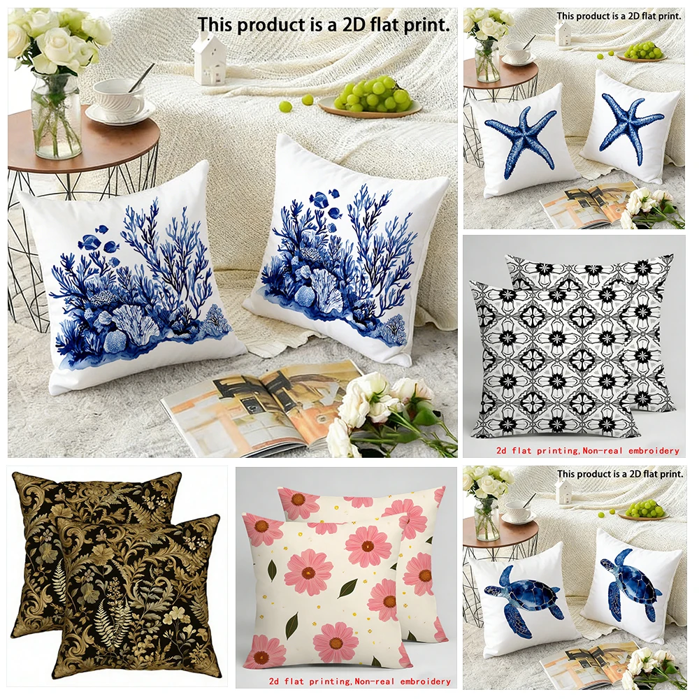 Blue Coral-Patterned Pillow CoversCushion covers, zippered, decorative pillowcases, 45x45 cover sleeves
Blue Coral-Patterned Pillow CoversCushion covers, zippered, decorative pillowcases, 45x45 cover sleeves