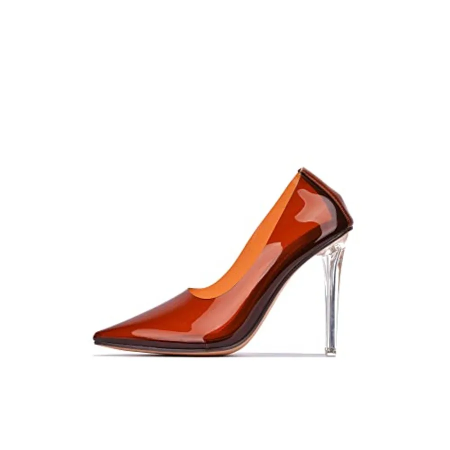 Women's Pointed Toe Heels - Transparent Upper, 3.75 inch Lucite Heel and Genuine Leather Insole, Classy Pointy Pumps Glass Doll
Women's Pointed Toe Heels - Transparent Upper, 3.75 inch Lucite Heel and Genuine Leather Insole, Classy Pointy Pumps Glass Doll