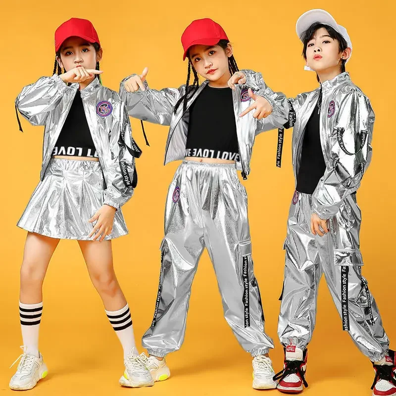 1set/lot Boy girl Hip-hop Set Silver Color Jazz Dance Costume Children Performance jazz Clothes Dance Costume cool show #039
1set/lot Boy girl Hip-hop Set Silver Color Jazz Dance Costume Children Performance jazz Clothes Dance Costume cool show #039