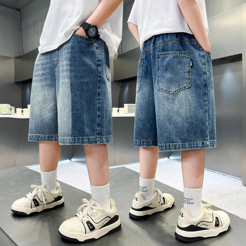 Boys Denim Shorts Teen Boys Casual Knee-Length Jeans Teenage Child Blue Denim With Vintage Style Trousers Toddler Boy Ages 4-14Y
Boys Denim Shorts Teen Boys Casual Knee-Length Jeans Teenage Child Blue Denim With Vintage Style Trousers Toddler Boy Ages 4-14Y
