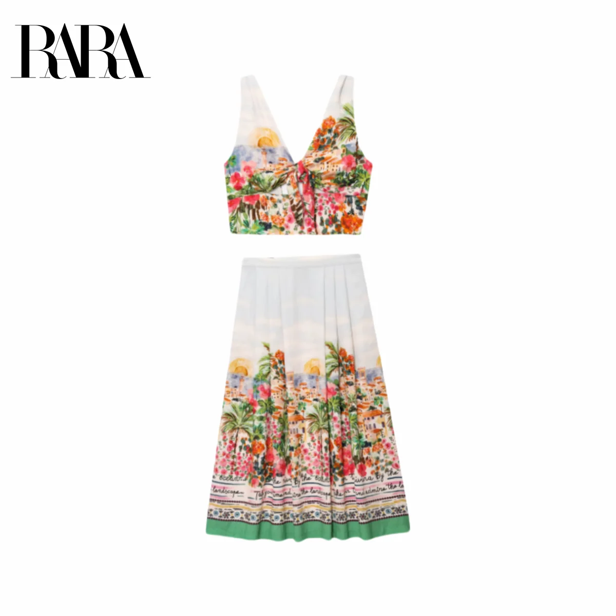 RARA2025 new summer women's casual fashion printed knotted V-neck backless design top + high waist temperament pleated skirt
RARA2025 new summer women's casual fashion printed knotted V-neck backless design top + high waist temperament pleated skirt