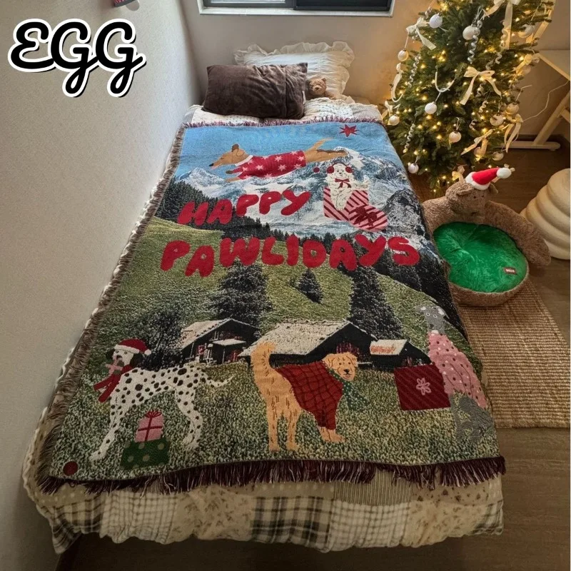 Folk Bedroom Home Decoration Picnic Cartoon Blanket with Cute Dog Pattern Christmas Tapestry with Tassel Sofa Cover for Winter
Folk Bedroom Home Decoration Picnic Cartoon Blanket with Cute Dog Pattern Christmas Tapestry with Tassel Sofa Cover for Winter