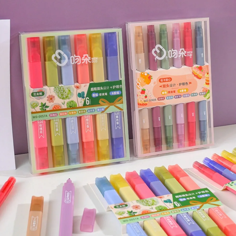 6pcs Highlighter Scented Double-Ended Square Round Pastel Markers Dual Tip Fluorescent Pen Art Drawing School Office Stationery
6pcs Highlighter Scented Double-Ended Square Round Pastel Markers Dual Tip Fluorescent Pen Art Drawing School Office Stationery