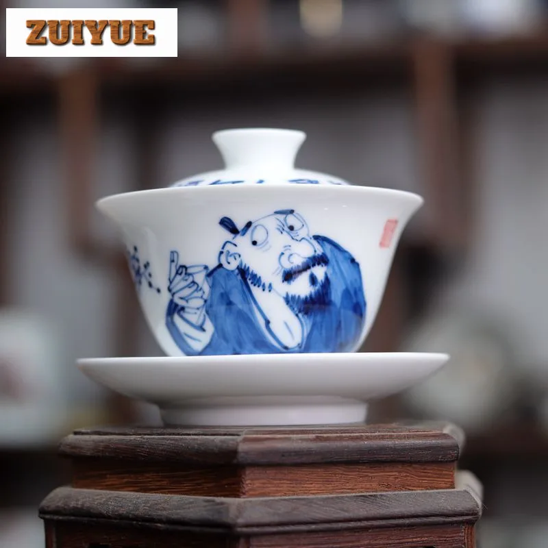 170ml Blue And White Porcelain Figure Painting Gaiwan Ancient Tea Tureen Tea Bowl With Lid Kit Tea Making Cover Bowl Teaware Cha
170ml Blue And White Porcelain Figure Painting Gaiwan Ancient Tea Tureen Tea Bowl With Lid Kit Tea Making Cover Bowl Teaware Cha