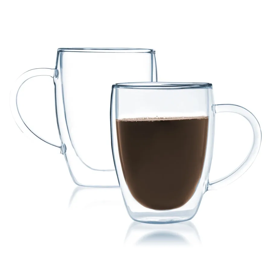 Bistro Mug with Handle from Double Walled Thermo Glass Cup Set of 2 - 12oz
Bistro Mug with Handle from Double Walled Thermo Glass Cup Set of 2 - 12oz