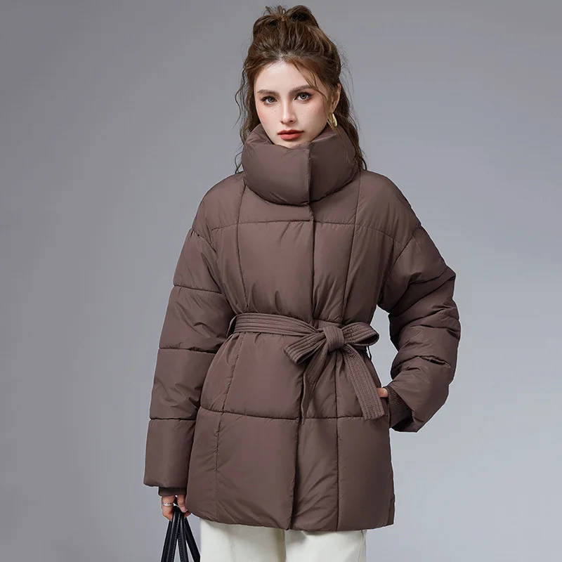 Winter New Cotton-padded Clothes Stand-up Collar Belt Thin Women Loose Fashion Cotton Clothes Women's Coat
Winter New Cotton-padded Clothes Stand-up Collar Belt Thin Women Loose Fashion Cotton Clothes Women's Coat