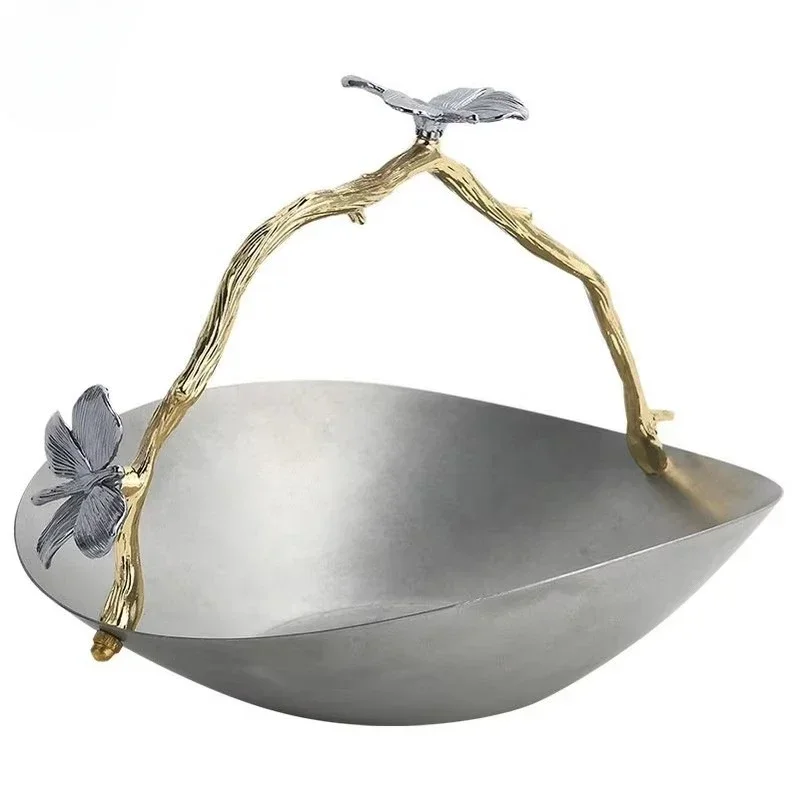 Lightweight luxury high-grade gray stainless steel fruit bowl with gold metal handle
Lightweight luxury high-grade gray stainless steel fruit bowl with gold metal handle
