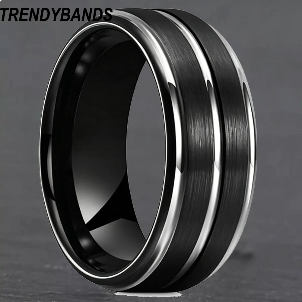 8mm Black Tungsten Carbide Ring Engagement Wedding Bands for Men Women Brushed Finished Stepped Edge Fashion Jewelry Comfort Fit
8mm Black Tungsten Carbide Ring Engagement Wedding Bands for Men Women Brushed Finished Stepped Edge Fashion Jewelry Comfort Fit