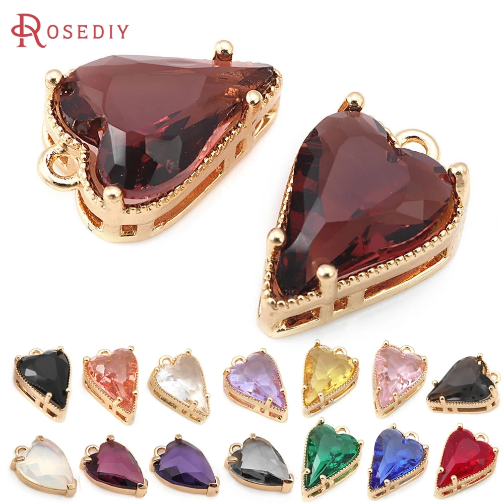 18K Gold Color Brass and Glass Heart Charms Pendants Jewelry Making Necklace Earrings Diy Accessories
18K Gold Color Brass and Glass Heart Charms Pendants Jewelry Making Necklace Earrings Diy Accessories