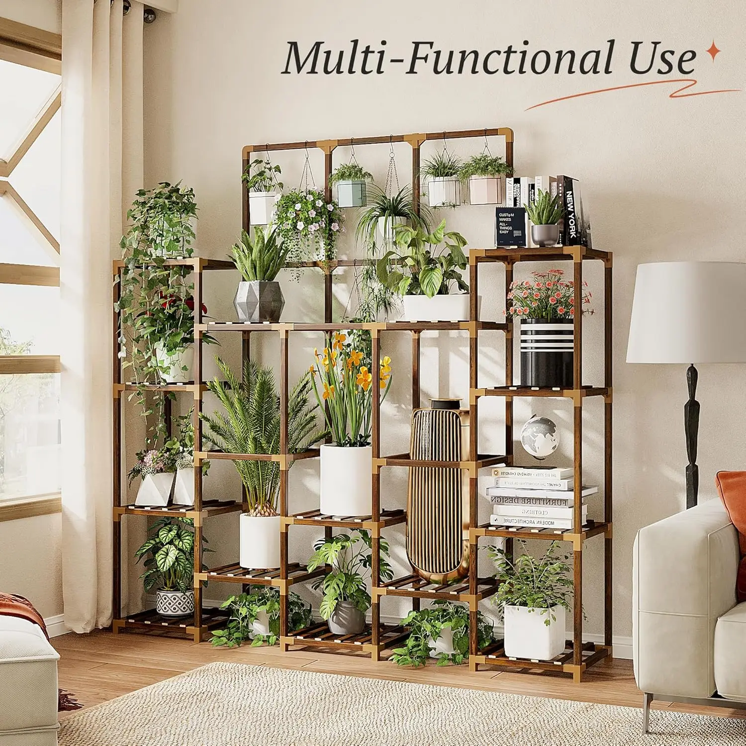 63''H Plant Stand Indoor with 7 Tiers and 14 Potted Upgrade Wood Plants Shelves Stand 600 LBS, 11.8''D×56''W×63''H
63''H Plant Stand Indoor with 7 Tiers and 14 Potted Upgrade Wood Plants Shelves Stand 600 LBS, 11.8''D×56''W×63''H