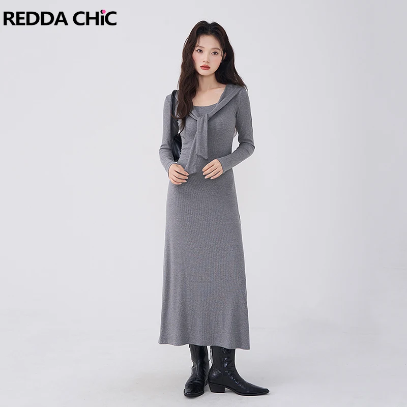 REDDACHiC женское вязаное длинное платье с шалью, однотонное серое искусственное платье из 2 предметов с длинными рукавами и драпировкой, тонкое облегающее цельное повседневное осеннее платье
REDDACHiC женское вязаное длинное платье с шалью, однотонное серое искусственное платье из 2 предметов с длинными рукавами и драпировкой, тонкое облегающее цельное повседневное осеннее платье