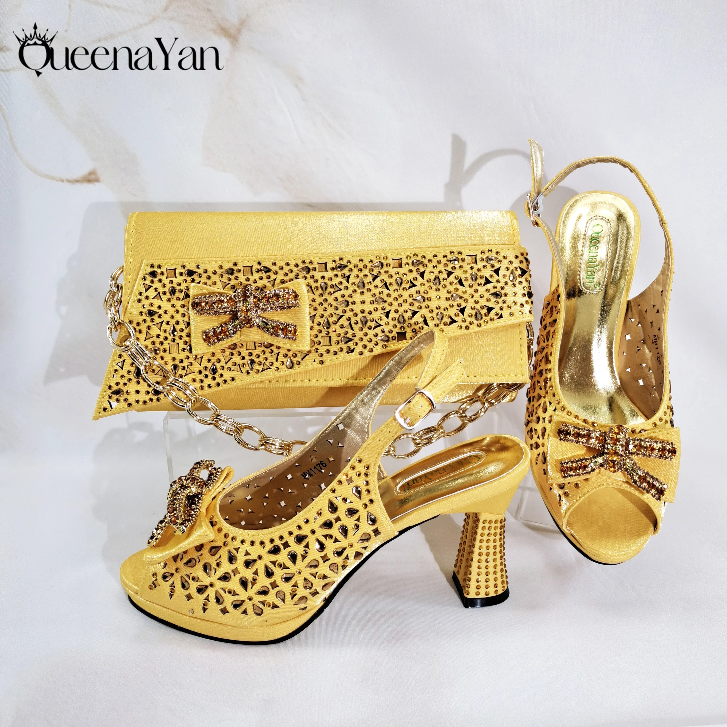 2025 Ladies' Elegant Yellow Women High Heel Shoes and Matching bag Set with Openwork detailing Stylish Peep Toe Design for Party
2025 Ladies' Elegant Yellow Women High Heel Shoes and Matching bag Set with Openwork detailing Stylish Peep Toe Design for Party