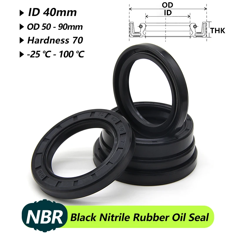 ID 40mm NBR Oil Seal TC-40*50/52/55/56/58/60/62/64/65/68/70/72/75/80/85/90*5/7/8/10/12mm Nitrile Rubber Shaft Double Lip Gaskets
ID 40mm NBR Oil Seal TC-40*50/52/55/56/58/60/62/64/65/68/70/72/75/80/85/90*5/7/8/10/12mm Nitrile Rubber Shaft Double Lip Gaskets
