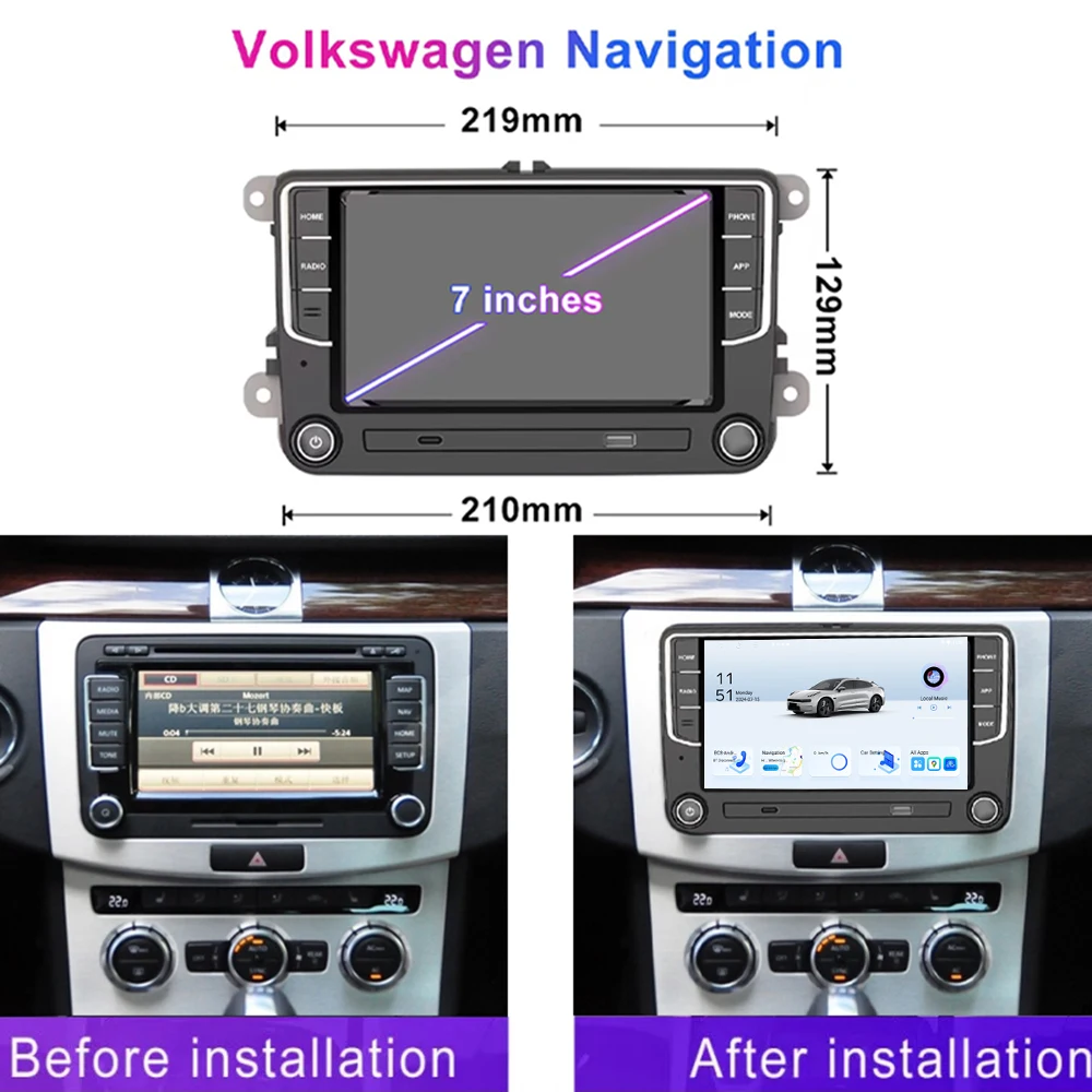 4GB+64GB 7" For VW Magotan 2006-2013 Car Stereo Radio CarPlay Android15 Auto Head Unit GPS 4G+WIFI Navi Multimedia Player
4GB+64GB 7" For VW Magotan 2006-2013 Car Stereo Radio CarPlay Android15 Auto Head Unit GPS 4G+WIFI Navi Multimedia Player