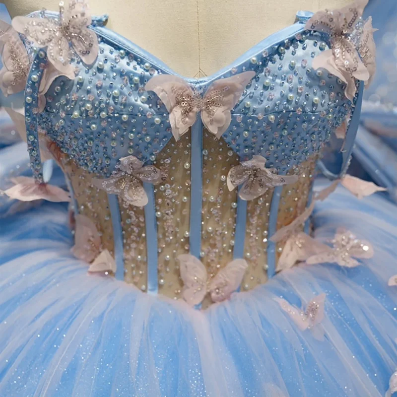 Небесно-голубое платье Quinceanera по индивидуальному заказу с открытыми плечами, тюлевая аппликация, жемчужный цветок, длинный хвост, бант, платья de 15, Quinceanera
Небесно-голубое платье Quinceanera по индивидуальному заказу с открытыми плечами, тюлевая аппликация, жемчужный цветок, длинный хвост, бант, платья de 15, Quinceanera