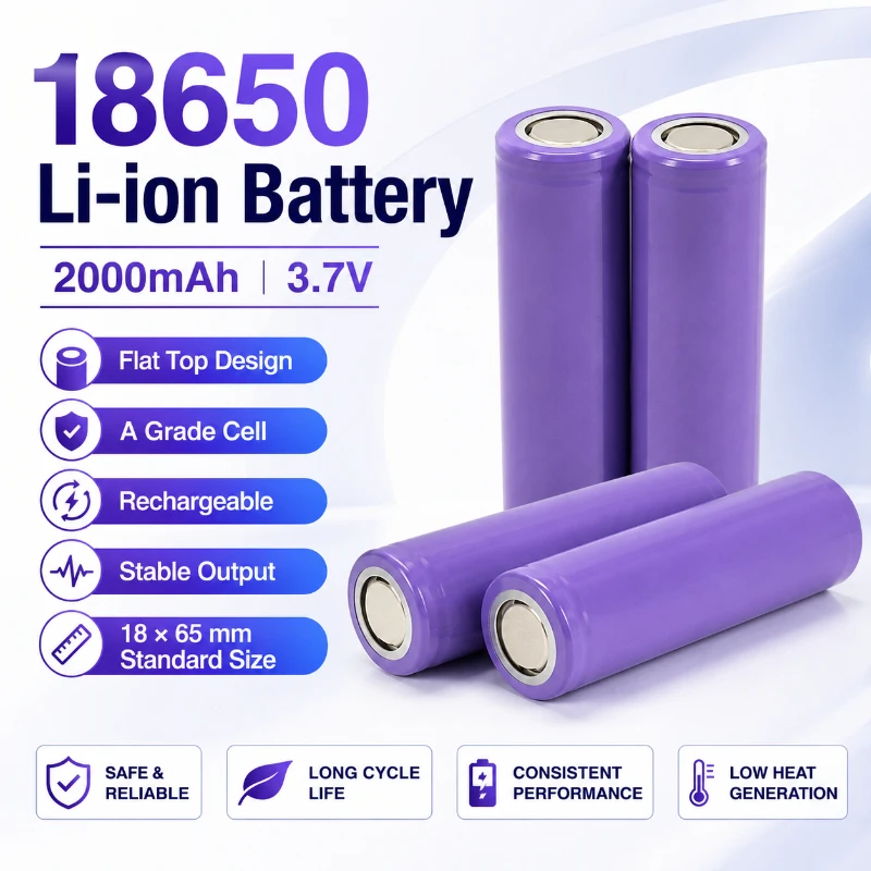 18650 Battery Full Capacity 2000mAh A Product 3.7V Rechargeable Flat Head High Quality Stable Long Range Battery
18650 Battery Full Capacity 2000mAh A Product 3.7V Rechargeable Flat Head High Quality Stable Long Range Battery