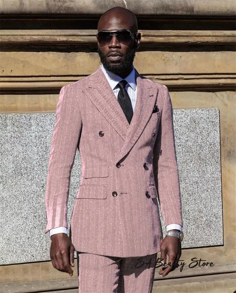 Herringbone Suits for Men Wide Lapel Suit 2 pcs Suit Jacket Pants Groom Business Wedding Wear Pink fashionable men suit outfit
Herringbone Suits for Men Wide Lapel Suit 2 pcs Suit Jacket Pants Groom Business Wedding Wear Pink fashionable men suit outfit