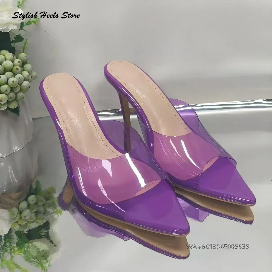 Stylish Semi-transparent PVC Stilettos for Women Elegant Pointed Toe Thin High Heels Spring Summer Fashion Shows Modern Slippers
Stylish Semi-transparent PVC Stilettos for Women Elegant Pointed Toe Thin High Heels Spring Summer Fashion Shows Modern Slippers