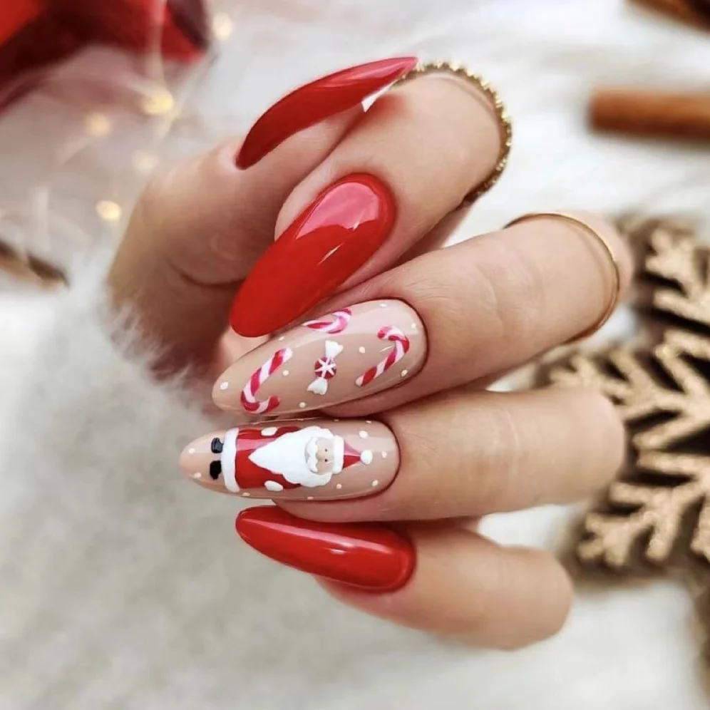 24Pcs Ballerina press-on nails red curry jump color oval type Santa wear Fake nails patch Christmas candy Nail Art false nail
24Pcs Ballerina press-on nails red curry jump color oval type Santa wear Fake nails patch Christmas candy Nail Art false nail