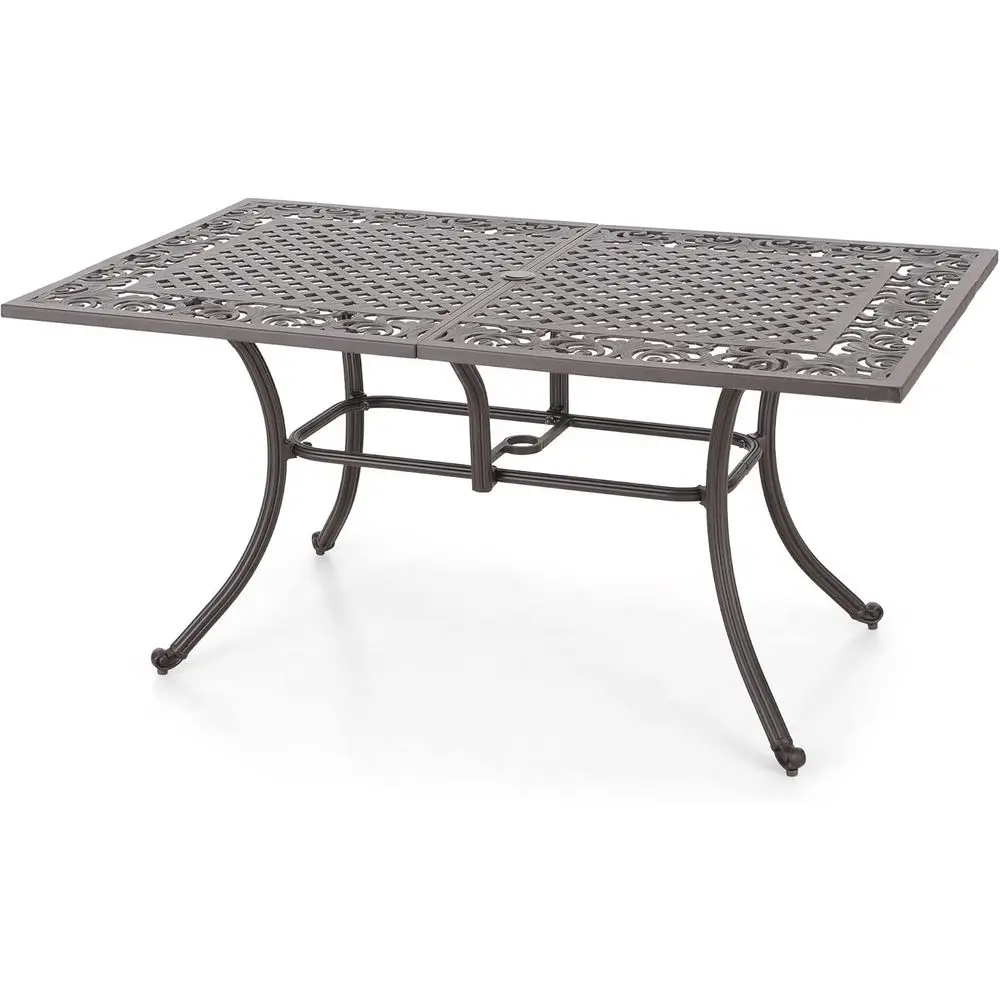 64 Outdoor Cast Aluminum Dining Table with Umbrella Hole, Weather-Resistant for Patio, Porch, Backyard
64 Outdoor Cast Aluminum Dining Table with Umbrella Hole, Weather-Resistant for Patio, Porch, Backyard