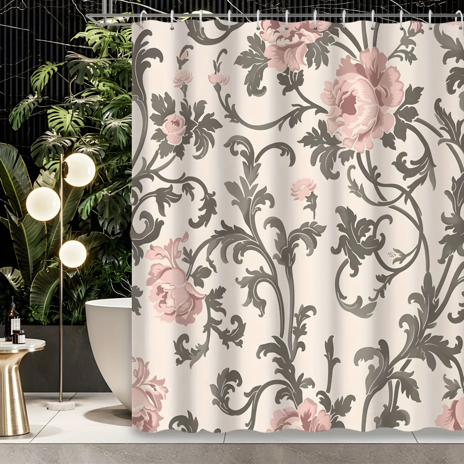 Retro floral design in pink and gray Shower Curtain Washable Dirt-Resistant Shower Head waterproof Polyester Bath Curtain
Retro floral design in pink and gray Shower Curtain Washable Dirt-Resistant Shower Head waterproof Polyester Bath Curtain