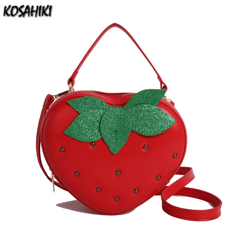 2025 New Women Kawaii Cute Strawberry Bag Patchwork Rivet Girls Handbags Y2k Aesthetic Ins Vintage Crossbody Bags Trendy Fashion 
2025 New Women Kawaii Cute Strawberry Bag Patchwork Rivet Girls Handbags Y2k Aesthetic Ins Vintage Crossbody Bags Trendy Fashion