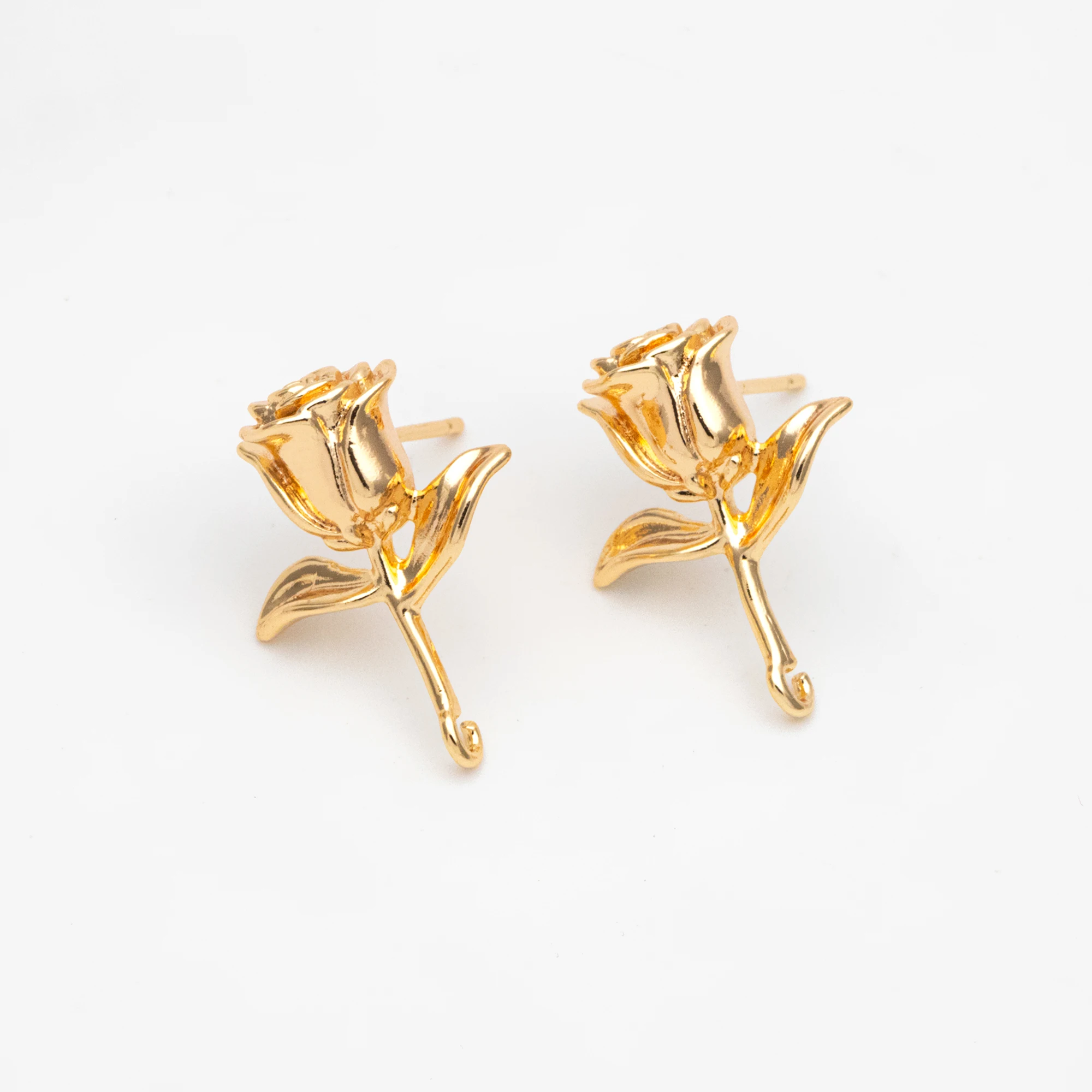 10pcs Rose Earring Posts, Gold Plated Brass Floral Stud Earring with Loop For Jewelry Making Diy Accessories (GB-3525)
10pcs Rose Earring Posts, Gold Plated Brass Floral Stud Earring with Loop For Jewelry Making Diy Accessories (GB-3525)