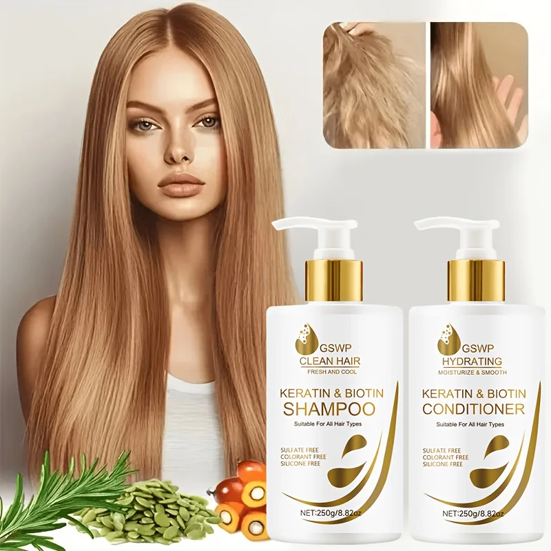 GSWP Keratin Biotin Shampoo & Conditioner, with Collagen and Castor Oil, Large Size, Deep Moisturizing.250g+250g
GSWP Keratin Biotin Shampoo & Conditioner, with Collagen and Castor Oil, Large Size, Deep Moisturizing.250g+250g