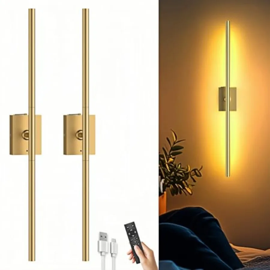 Battery Operated Wall Sconces Set of Two: Dimmable Wireless Wall Lights with Remote 31-inch LED Rechargeable Sconces 360° Light
Battery Operated Wall Sconces Set of Two: Dimmable Wireless Wall Lights with Remote 31-inch LED Rechargeable Sconces 360° Light