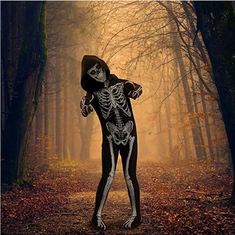 Halloween Skeleton Costume Jumpsuit with Front and Back Skeleton Bone Print for Kid
Halloween Skeleton Costume Jumpsuit with Front and Back Skeleton Bone Print for Kid