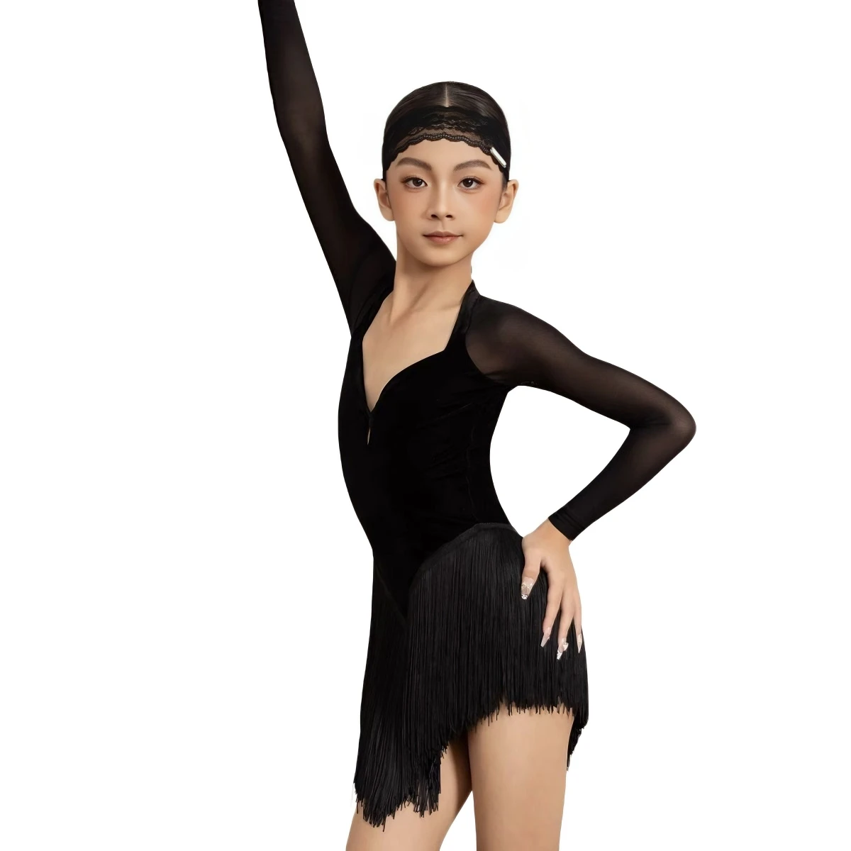 Kids Ballroom Latin Dance Costume Girls Backless Long Sleeve Fringe Dress for Practice Performance
Kids Ballroom Latin Dance Costume Girls Backless Long Sleeve Fringe Dress for Practice Performance