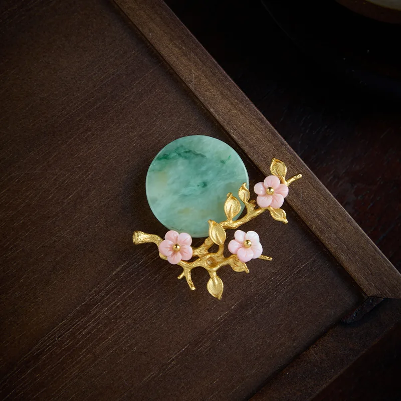 925 Silver Grade-A Jadeite Brooch, Natural Gemstone Chinese Design Pin, Traditional Style Jewelry Gift for Women
925 Silver Grade-A Jadeite Brooch, Natural Gemstone Chinese Design Pin, Traditional Style Jewelry Gift for Women