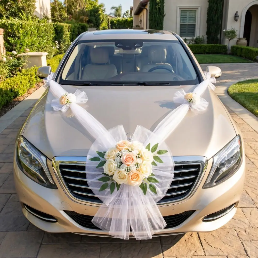 Multi-Color Wedding Car Decoration Paint-Safe Tulle Bow Car Gauze Ribbon Bow Pollen-Free Elegant Fleet Pull Flower
Multi-Color Wedding Car Decoration Paint-Safe Tulle Bow Car Gauze Ribbon Bow Pollen-Free Elegant Fleet Pull Flower