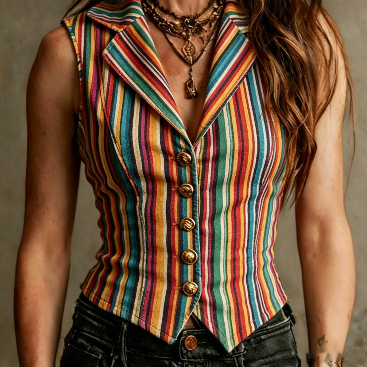 Colorful Striped Print Sleeveless Vest Jacket Women Lapel Collar Single Breasted Slim Corset Waistcoat Summer Streetwear Top
Colorful Striped Print Sleeveless Vest Jacket Women Lapel Collar Single Breasted Slim Corset Waistcoat Summer Streetwear Top