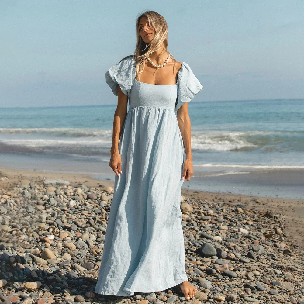 Sweet Cotton Square Neck Bubble Sleeve Dress Spring and Summer Women Elegant Loose Soft Solid Beach Travel Photography Sun Dress
Sweet Cotton Square Neck Bubble Sleeve Dress Spring and Summer Women Elegant Loose Soft Solid Beach Travel Photography Sun Dress