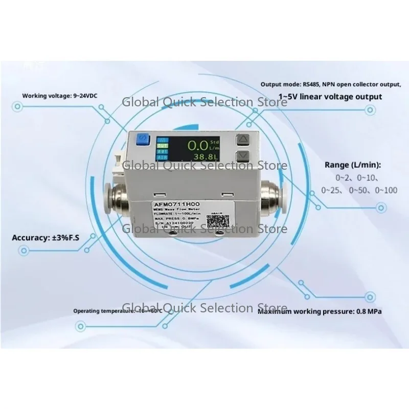 Mini Digital G-as Flow Meter 0-200L/min Air Mass Flow Sensor with 1-5V Output Signal for Power Supply
Mini Digital G-as Flow Meter 0-200L/min Air Mass Flow Sensor with 1-5V Output Signal for Power Supply