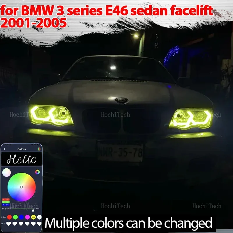 APP Remote control M4 style RGB Ring Angel Eyes LED Light Ring for BMW 3 series E46 sedan facelift 2001-2005 318i 330i 325i 318d
APP Remote control M4 style RGB Ring Angel Eyes LED Light Ring for BMW 3 series E46 sedan facelift 2001-2005 318i 330i 325i 318d