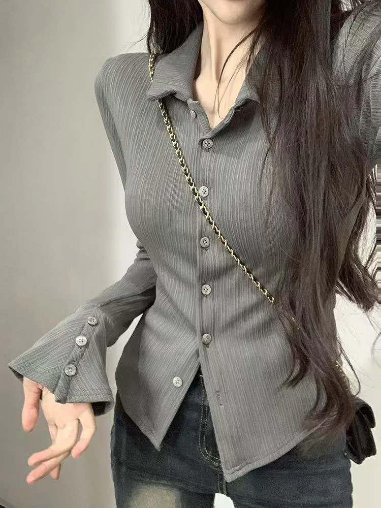 Korean Long Sleeve Women Shirt Y2K Spring New Slim Lapel Female Blouse Fashion Streetwear Solid All Match Ladies Buttons Tops
Korean Long Sleeve Women Shirt Y2K Spring New Slim Lapel Female Blouse Fashion Streetwear Solid All Match Ladies Buttons Tops