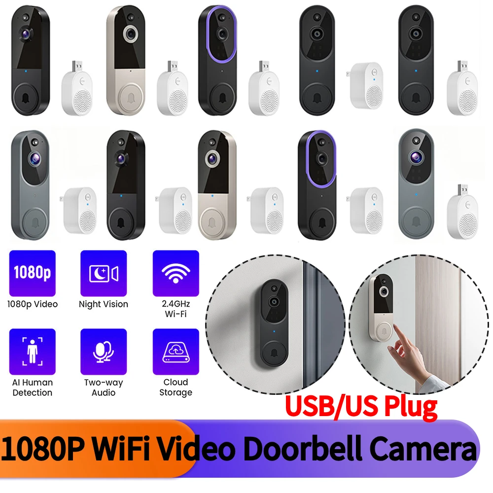 1080P Wireless Doorbell Camera Night Vision Smart Door Bell Motion Detection for Home Office
1080P Wireless Doorbell Camera Night Vision Smart Door Bell Motion Detection for Home Office