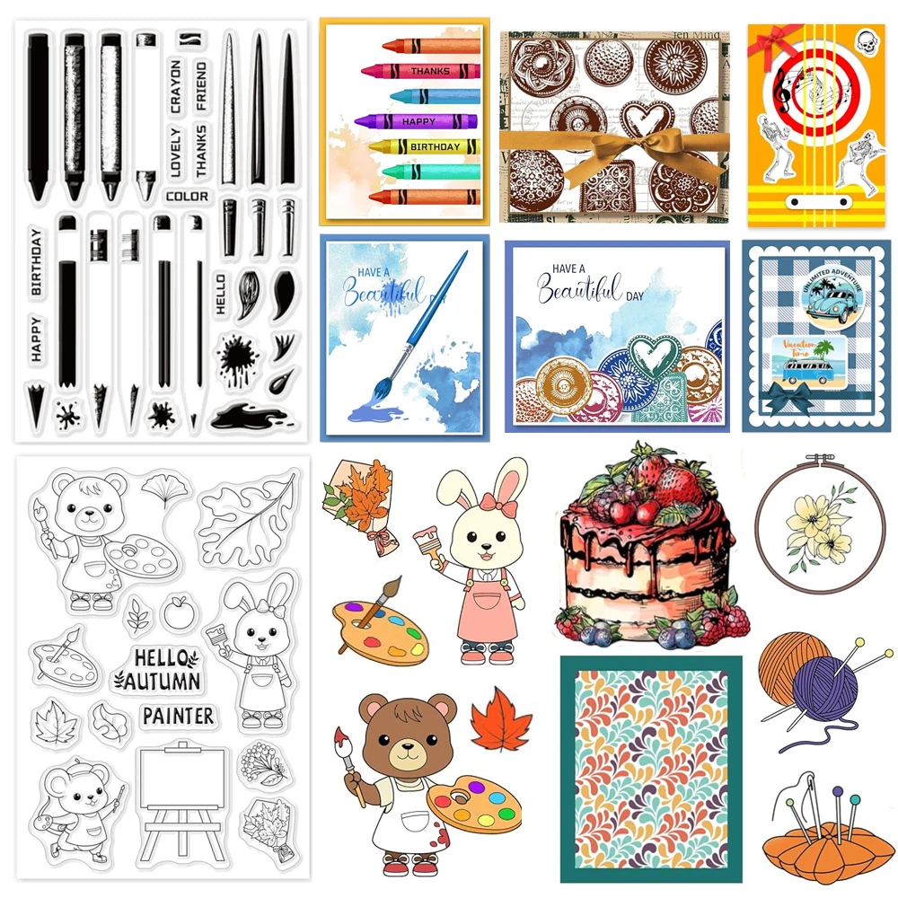 Layered Painting Brushes Clear Stamps for DIY Scrapbooking Layering Crayons Pencils Silicone Clear Stamp Seals Transparent
Layered Painting Brushes Clear Stamps for DIY Scrapbooking Layering Crayons Pencils Silicone Clear Stamp Seals Transparent